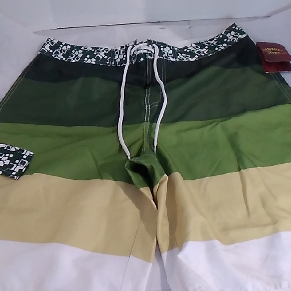 Men's Hawaiian Tropic Swimming Shorts Size 36 Deep Olive